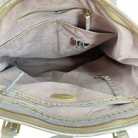 Brahmin Medium Asher Tote Metallic Gold Crocodile Embossed Leather Bag Purse - Picture 13 of 13